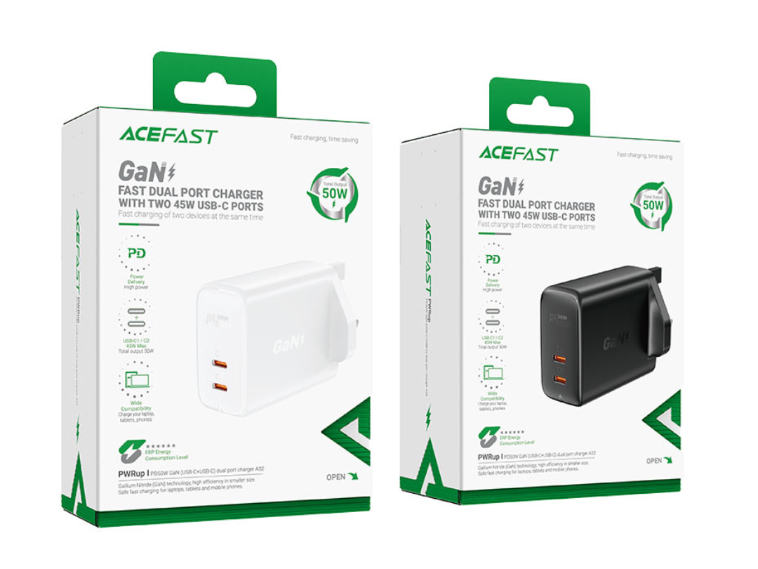 Buy Acefast A32 50W GaN Dual USB-C Fast Charger – in Qatar Buy Acefast A32 50W GaN Dual USB-C Fast Charger – in Qatar